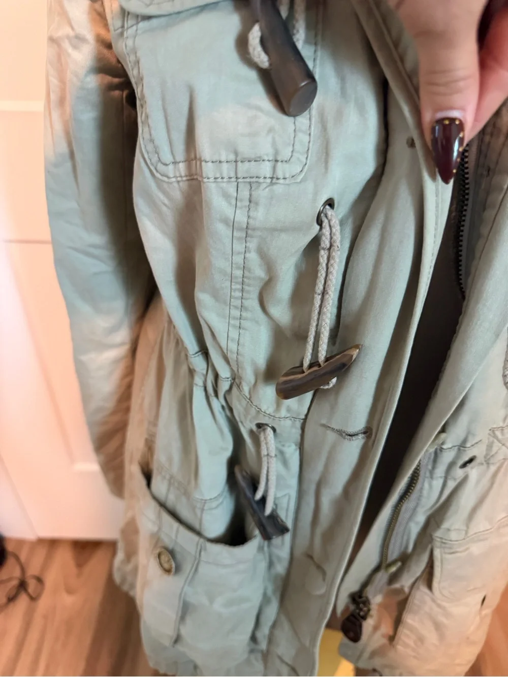 Free People Hooded Utility Parka in Olive